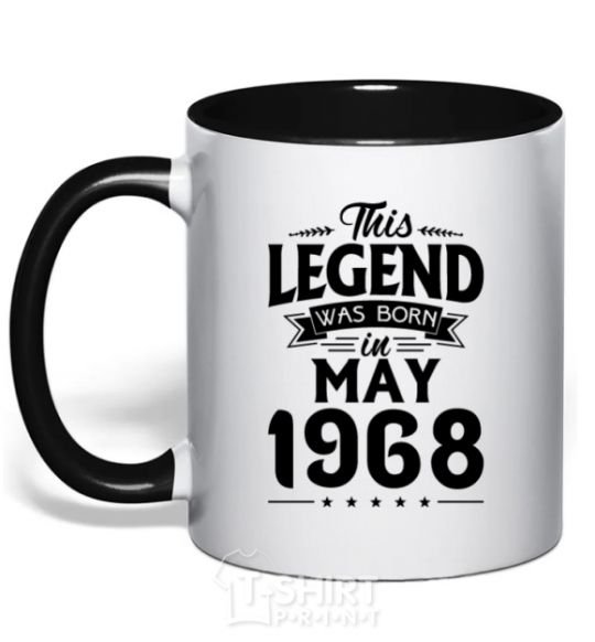 Mug with a colored handle This Legend was born in May 1968 black фото