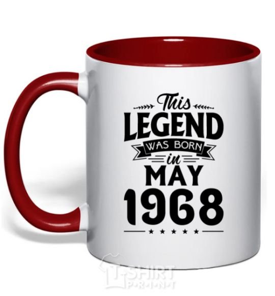 Mug with a colored handle This Legend was born in May 1968 red фото