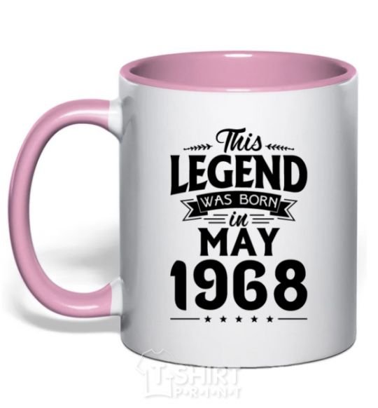 Mug with a colored handle This Legend was born in May 1968 light-pink фото