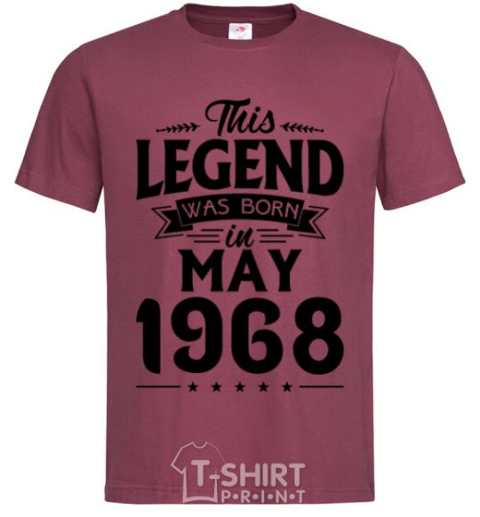 Мужская футболка This Legend was born in May 1968 Бордовый фото