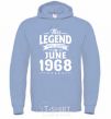 Men`s hoodie This Legend was born in June 1968 sky-blue фото