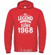 Men`s hoodie This Legend was born in June 1968 bright-red фото