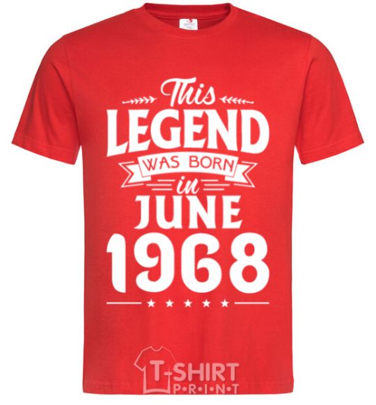 Men's T-Shirt This Legend was born in June 1968 red фото