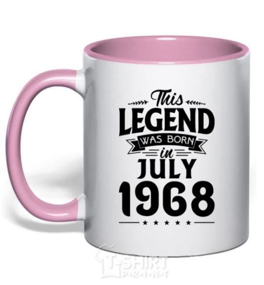 Mug with a colored handle This Legend was born in July 1968 light-pink фото