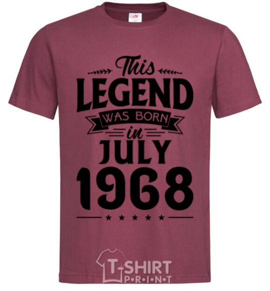 Men's T-Shirt This Legend was born in July 1968 burgundy фото