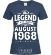 Women's T-shirt This Legend was born in August 1968 navy-blue фото