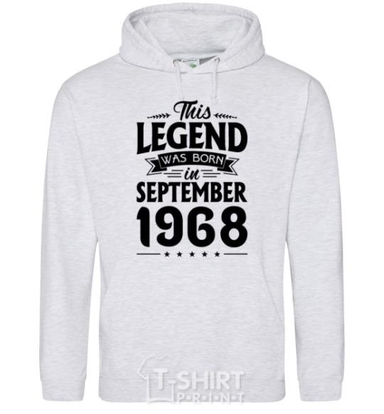 Men`s hoodie This Legend was born in September 1968 sport-grey фото