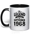 Mug with a colored handle This Legend was born in September 1968 black фото