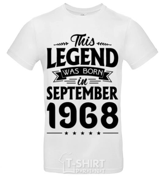 Мужская футболка This Legend was born in September 1968 Белый фото
