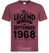 Men's T-Shirt This Legend was born in September 1968 burgundy фото