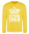 Sweatshirt This Legend was born in October 1968 yellow фото