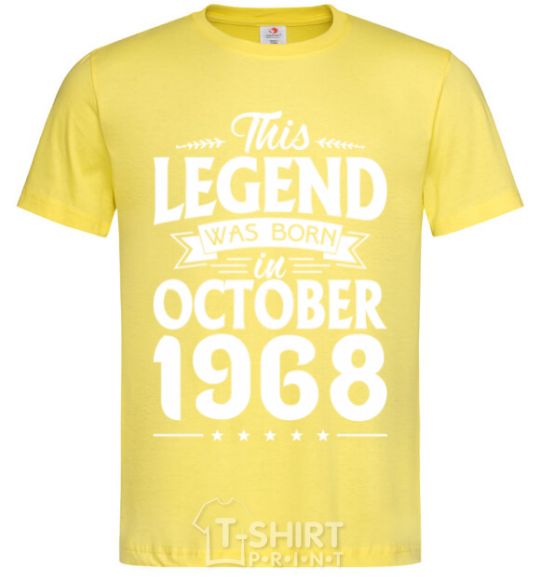 Men's T-Shirt This Legend was born in October 1968 cornsilk фото