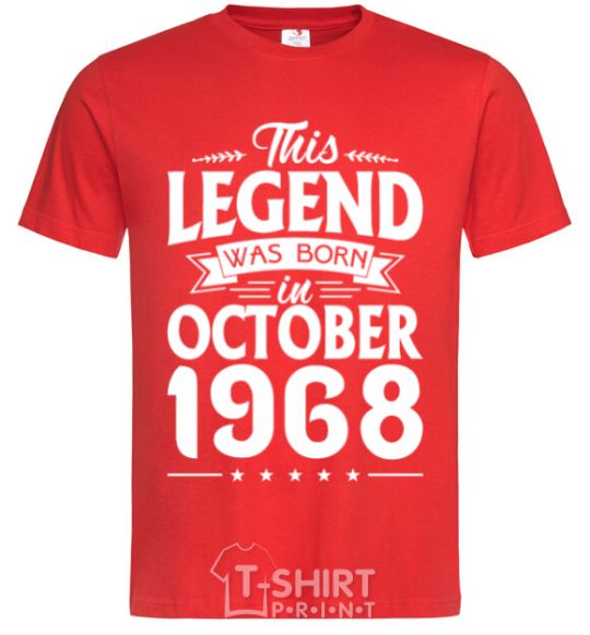 Men's T-Shirt This Legend was born in October 1968 red фото