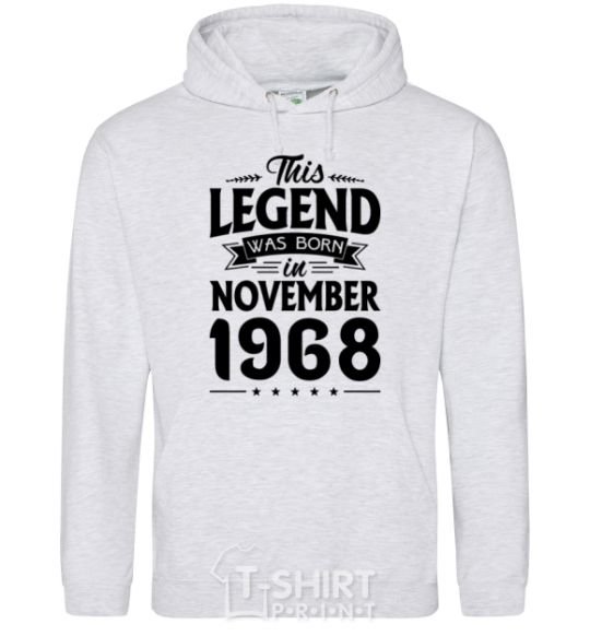 Men`s hoodie This Legend was born in November 1968 sport-grey фото