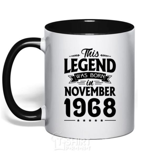 Mug with a colored handle This Legend was born in November 1968 black фото