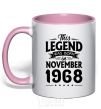 Mug with a colored handle This Legend was born in November 1968 light-pink фото