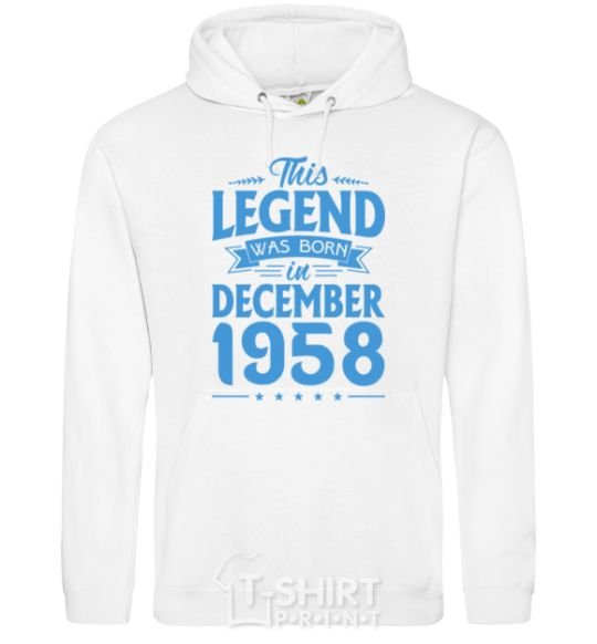Men`s hoodie This Legend was born in December 1958 White фото