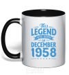 Mug with a colored handle This Legend was born in December 1958 black фото