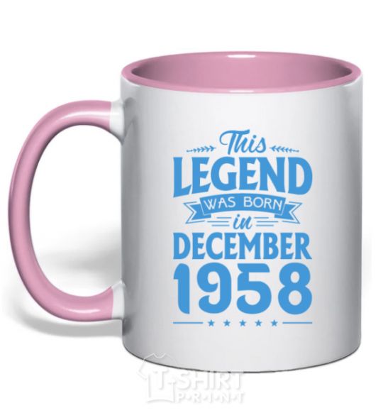 Mug with a colored handle This Legend was born in December 1958 light-pink фото