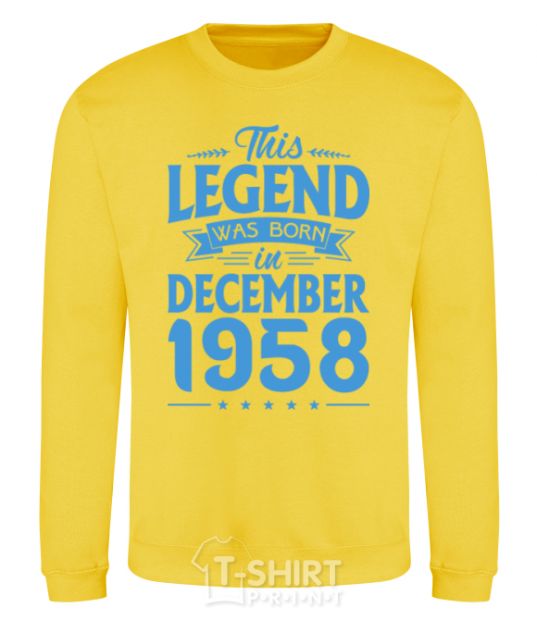 Sweatshirt This Legend was born in December 1958 yellow фото