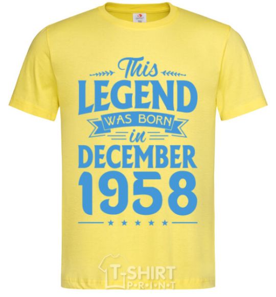Мужская футболка This Legend was born in December 1958 Лимонный фото