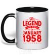 Mug with a colored handle This Legend was born in Jenuary 1958 black фото