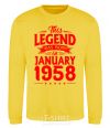 Sweatshirt This Legend was born in Jenuary 1958 yellow фото