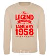 Sweatshirt This Legend was born in Jenuary 1958 sand фото