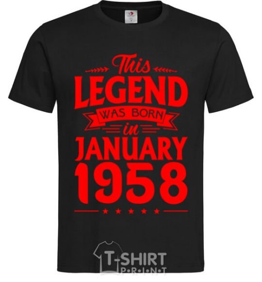 Men's T-Shirt This Legend was born in Jenuary 1958 black фото