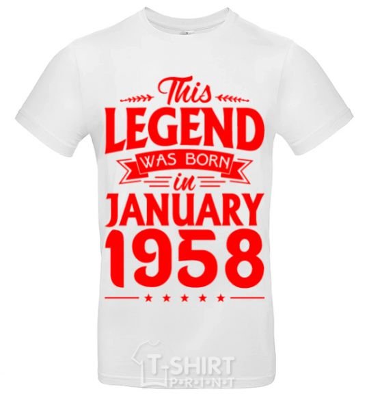 Men's T-Shirt This Legend was born in Jenuary 1958 White фото