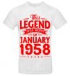 Men's T-Shirt This Legend was born in Jenuary 1958 White фото