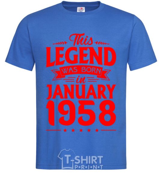 Men's T-Shirt This Legend was born in Jenuary 1958 royal-blue фото