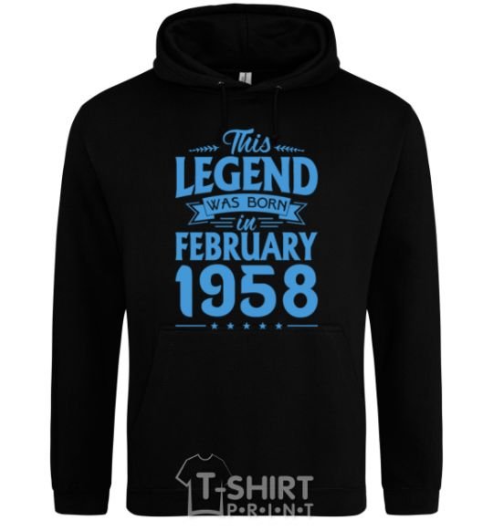 Men`s hoodie This Legend was born in February 1958 black фото