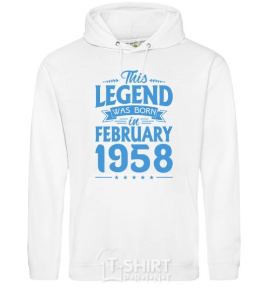 Men`s hoodie This Legend was born in February 1958 White фото