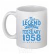 Ceramic mug This Legend was born in February 1958 White фото