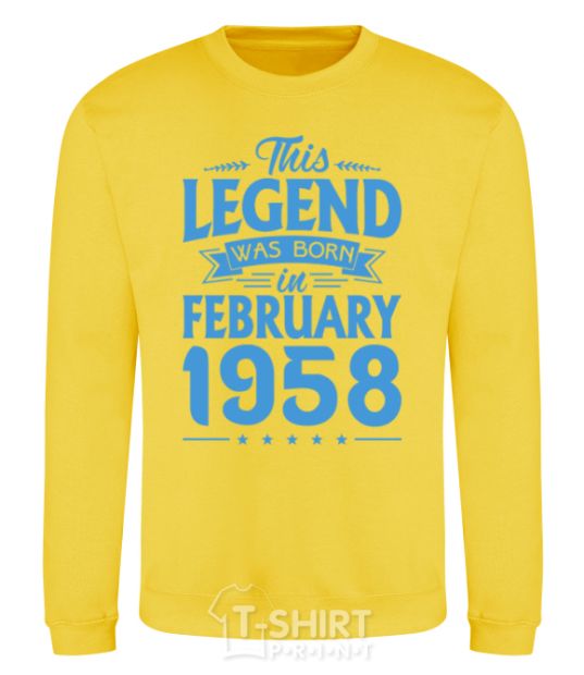 Sweatshirt This Legend was born in February 1958 yellow фото