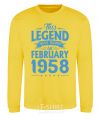 Sweatshirt This Legend was born in February 1958 yellow фото