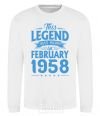 Sweatshirt This Legend was born in February 1958 White фото