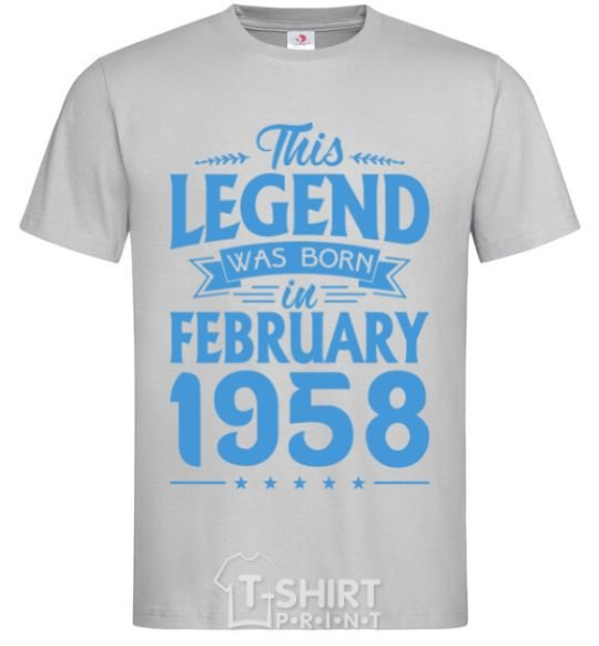 Мужская футболка This Legend was born in February 1958 Серый фото