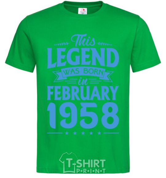Мужская футболка This Legend was born in February 1958 Зеленый фото