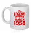 Ceramic mug This Legend was born in March 1958 White фото