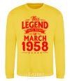 Sweatshirt This Legend was born in March 1958 yellow фото