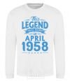 Sweatshirt This Legend was born in April 1958 White фото