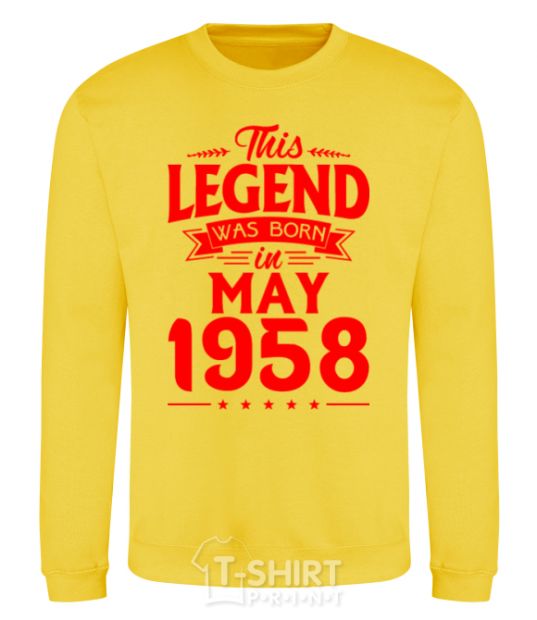 Sweatshirt This Legend was born in May 1958 yellow фото