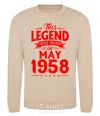 Sweatshirt This Legend was born in May 1958 sand фото