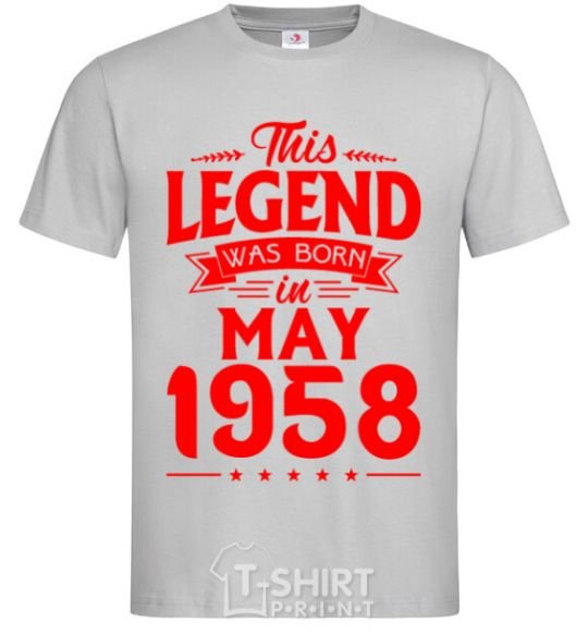 Мужская футболка This Legend was born in May 1958 Серый фото
