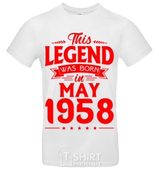 Men's T-Shirt This Legend was born in May 1958 White фото