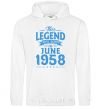 Men`s hoodie This Legend was born in June 1958 White фото