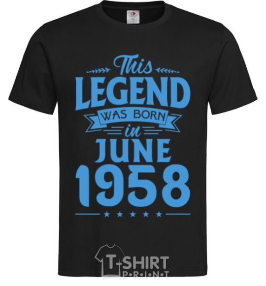 Men's T-Shirt This Legend was born in June 1958 black фото