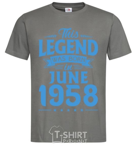 Men's T-Shirt This Legend was born in June 1958 dark-grey фото